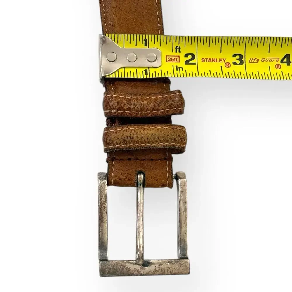 Martin Dingman Water Buffalo Belt 42 Brown Leather Silver Buckle 48